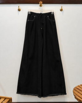 Denim Black Dori Elastic Waist Denim Trousers for Girls & Women